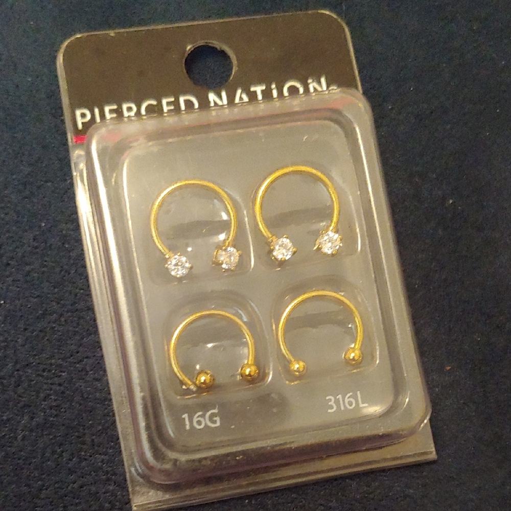 Gold Horseshoe Earrings Set by